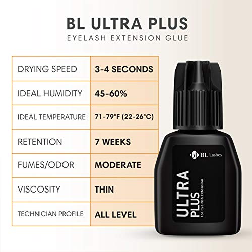 Ultra Plus bl מרגיזים תוספות ריסים חזקות במיוחד דבק 10 מל | ייבוש מהיר | שמירה נהדרת | הבחירה המקצועית לאורך